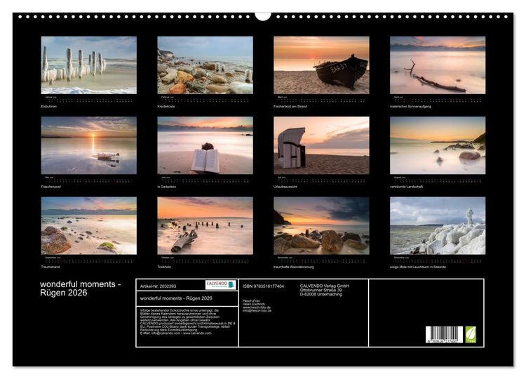 Produktbild: wonderful moments - R&uuml;gen 2026 (Wandkalender 2026 DIN A2 quer), CALVENDO Monatskalender