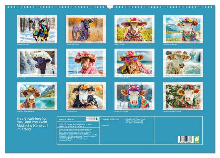 Produktbild: Haute Kuh-ture f&uuml;r das Rind von Welt! Modische K&uuml;he voll im Trend (Wandkalender 2026 DIN A2 quer), CALVENDO Monatskalender