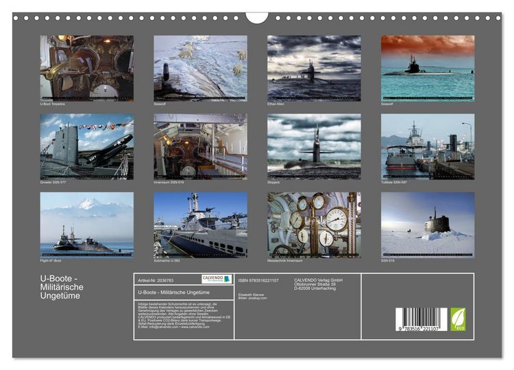 Produktbild: U-Boote - Milit&auml;rische Unget&uuml;me (Wandkalender 2026 DIN A3 quer), CALVENDO Monatskalender