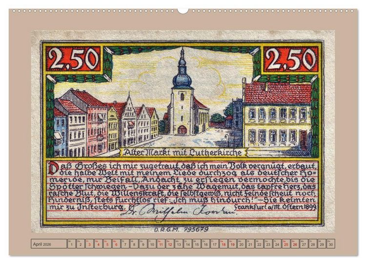 Produktbild: Gruss aus Insterburg - Historische Stadtansichten (hochwertiger Premium Wandkalender 2026 DIN A2 quer), Kunstdruck in Hochglanz