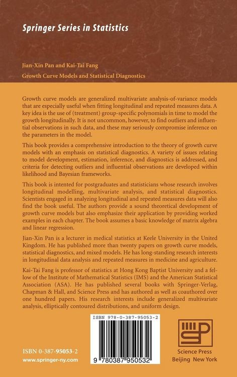 Produktbild: Growth Curve Models and Statistical Diagnostics