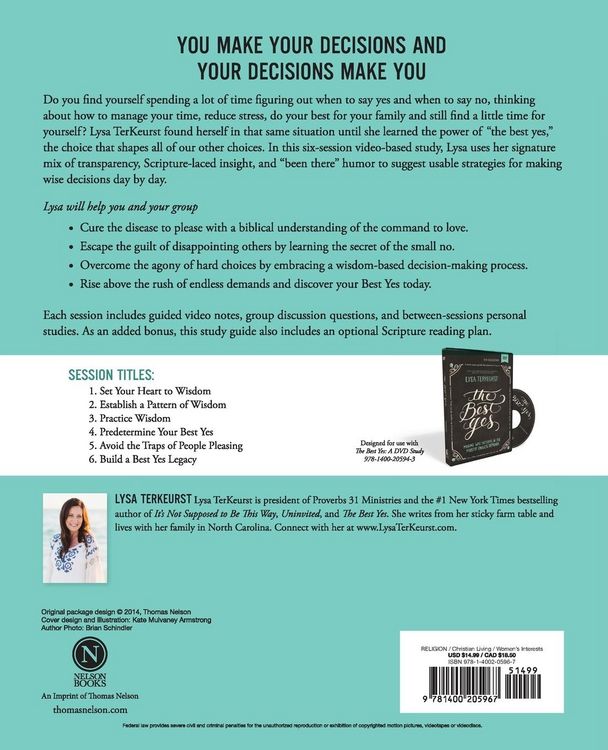 Produktbild: The Best Yes Bible Study Guide