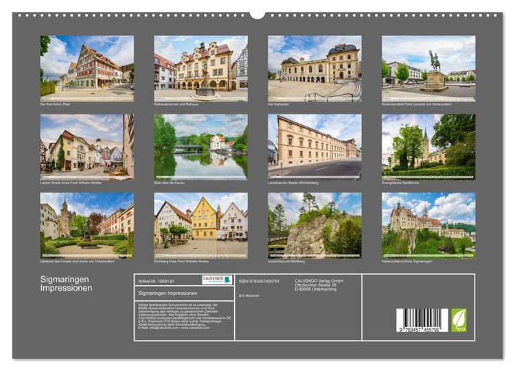 Produktbild: Sigmaringen Impressionen (hochwertiger Premium Wandkalender 2026 DIN A2 quer), Kunstdruck in Hochglanz