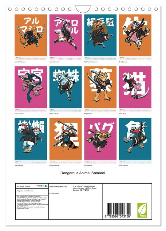 Produktbild: Dangerous Animal Samurai (Wall Calendar 2026 DIN A4 portrait), CALVENDO 12 Month Wall Calendar