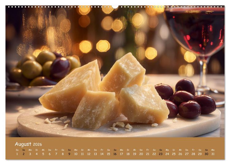 Produktbild: K&auml;sekalender - mit Gourmet K&auml;se und Platten durchs Jahr (hochwertiger Premium Wandkalender 2026 DIN A2 quer), Kunstdruck in Hochglanz