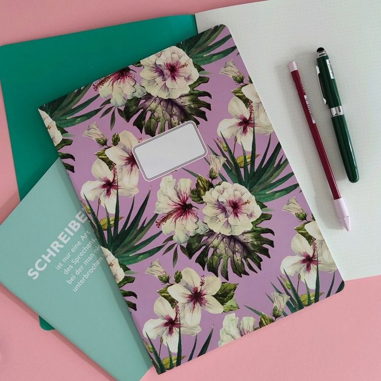 Produktbild: Heft A4 punktkariert, Hibiskus rose