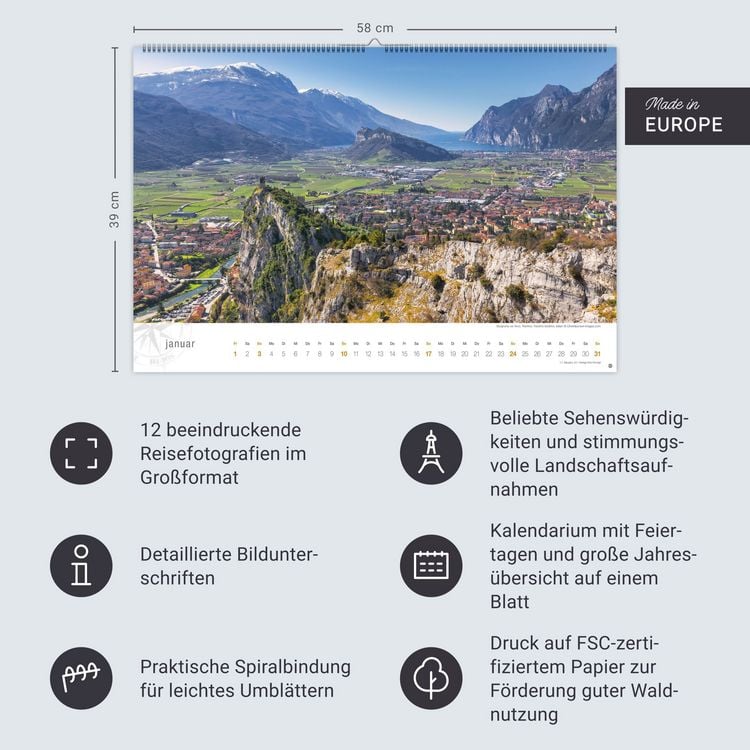 Produktbild: Gardasee Globetrotter Kalender 2027 - Von romantischen Buchten und malerischen Orten