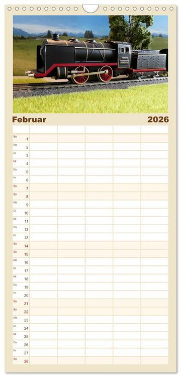 Produktbild: Familienplaner 2026 - Bahn-Nostalgie im Modell mit 5 Spalten (Wandkalender, 21 x 45 cm) CALVENDO