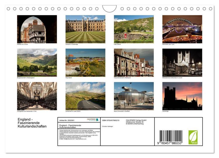 Produktbild: England - Faszinierende Kulturlandschaften (Wandkalender 2026 DIN A4 quer), CALVENDO Monatskalender