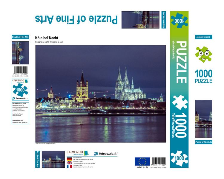 Produktbild: CALVENDO Puzzle K&ouml;ln bei Nacht | 1000 Teile Lege-Gr&ouml;&szlig;e 64x48cm Foto-Puzzle f&uuml;r gl&uuml;ckliche Stunden