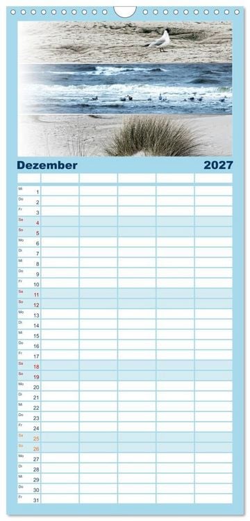 Produktbild: Familienplaner 2027 - K&uuml;stenstreifen an der Nordsee mit 5 Spalten (Wandkalender, 21 x 45 cm) CALVENDO