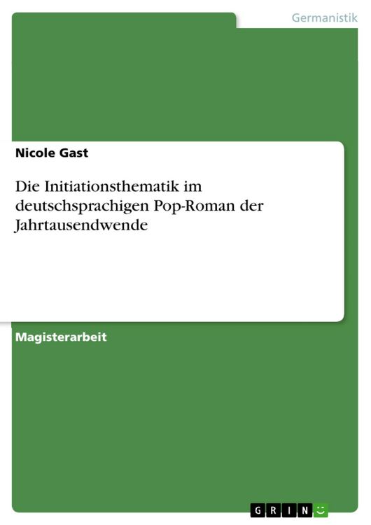 Produktbild: Die Initiationsthematik im deutschsprachigen Pop-Roman der Jahrtausendwende