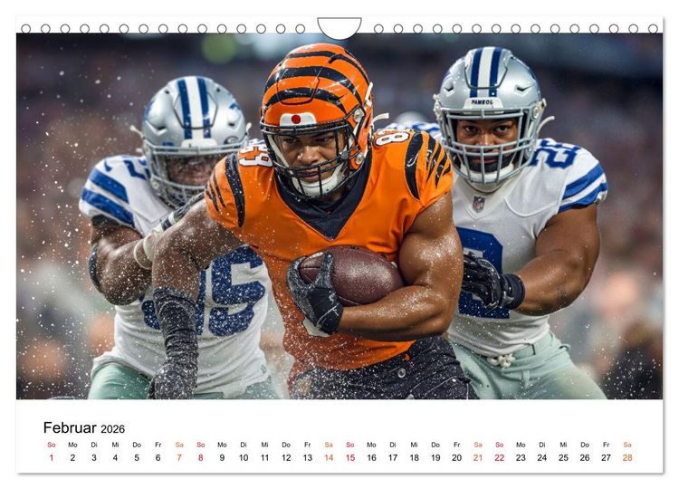 Produktbild: American Football - Touchdown durchs Jahr (Wandkalender 2026 DIN A4 quer), CALVENDO Monatskalender