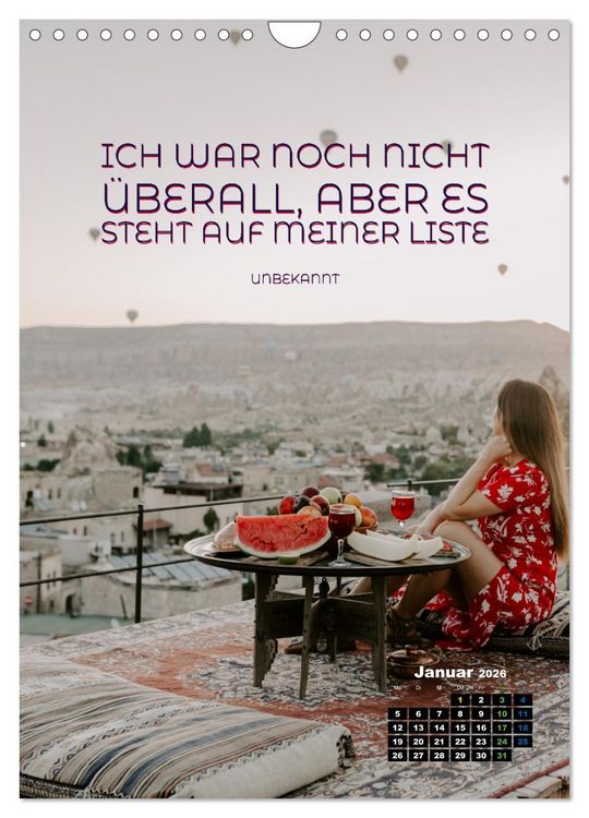 Produktbild: Verr&uuml;ckt nach REISEN Fernweh - Travel - Spr&uuml;che (Wandkalender 2026 DIN A4 hoch), CALVENDO Monatskalender