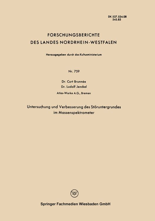 Produktbild: Untersuchung und Verbesserung des St&ouml;runtergrundes im Massenspektrometer