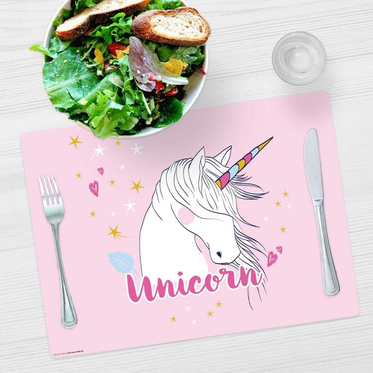 Produktbild: Tischsetmacher Tischset f&uuml;r Kinder Unicorn, aus hochwertigem Vinyl , 44 x 32 cm