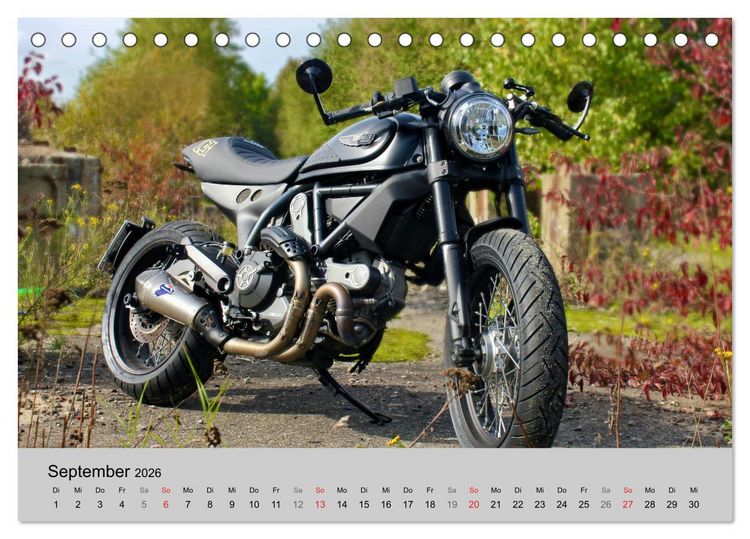 Produktbild: Scrambler Motorr&auml;der mit Stil (Tischkalender 2026 DIN A5 quer), CALVENDO Monatskalender