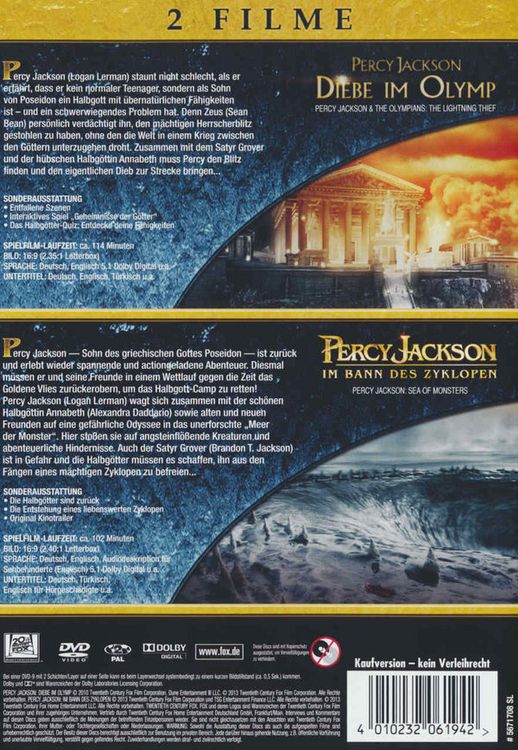 Produktbild: Percy Jackson 1&2 [ 2 DVDs]