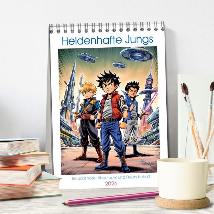 Produktbild: Heldenhafte Jungs - Ein Jahr voller Abenteuer und Freundschaft (Tischkalender 2026 DIN A5 hoch), CALVENDO Monatskalender