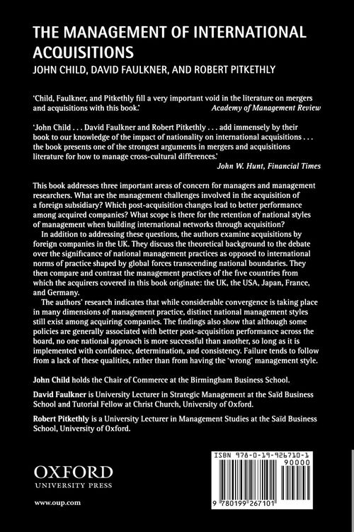 Produktbild: The Management of International Acquisitions