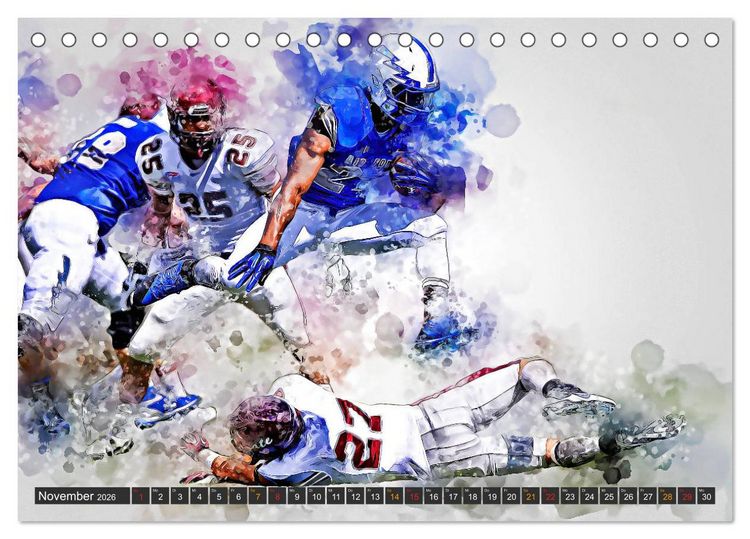 Produktbild: American Football extrem (Tischkalender 2026 DIN A5 quer), CALVENDO Monatskalender
