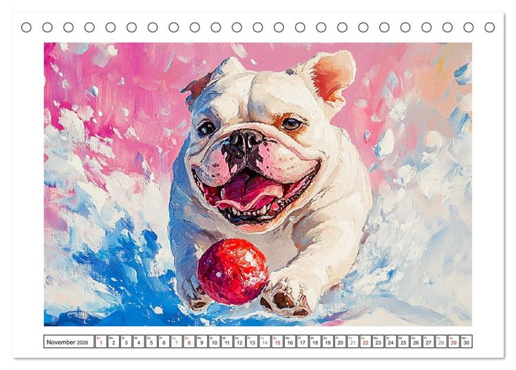 Produktbild: Bulldoggen Paintings. K&uuml;nstlerische Hundeportr&auml;ts im leuchtenden &Ouml;lgem&auml;lde-Stil (Tischkalender 2026 DIN A5 quer), CALVENDO Monatskalender