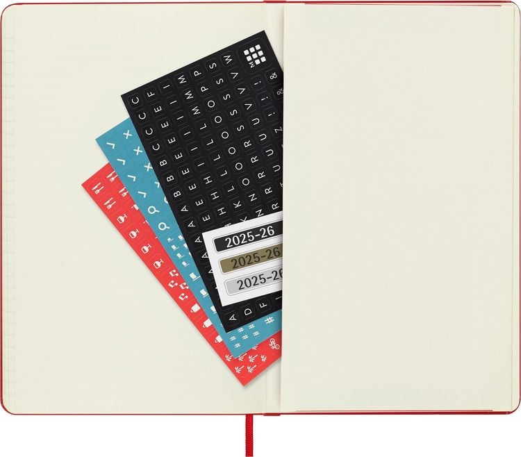 Produktbild: Moleskine 18 Monate Wochen Notizkalender 2025/2026, L/A5, 1 Wo = 1 Seite, Rechts linierte Seite, Fester Einband, Scharlachrot