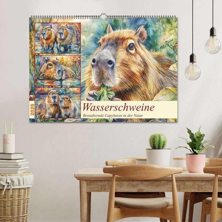 Produktbild: Wasserschweine. Bezaubernde Capybaras in der Natur (Wandkalender 2026 DIN A2 quer), CALVENDO Monatskalender