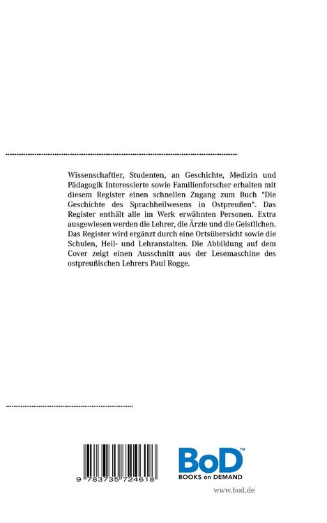 Produktbild: Register der Personen, Orte und Schulen zum Sprachheilwesen in Ostpreu&szlig;en