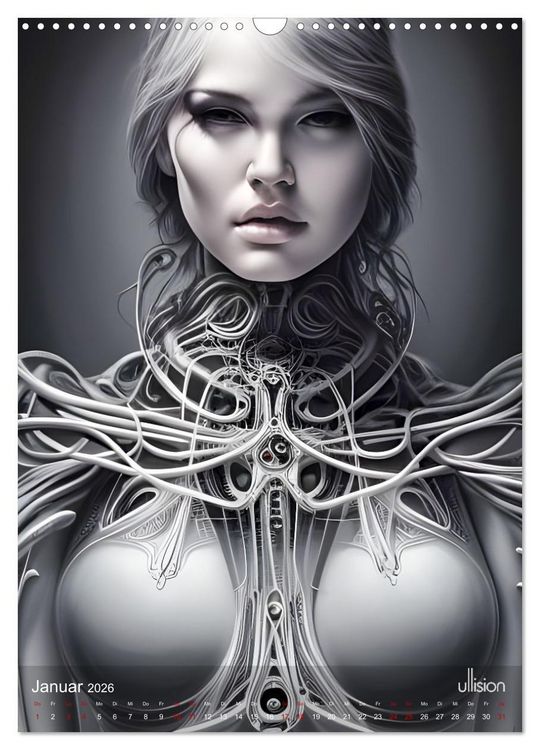 Produktbild: Biomechanic Portrait - Sch&ouml;nheit zwischen Mensch und Maschine (Wandkalender 2026 DIN A3 hoch), CALVENDO Monatskalender