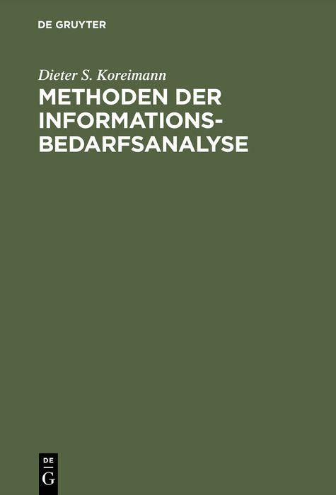 Produktbild: Methoden der Informationsbedarfsanalyse