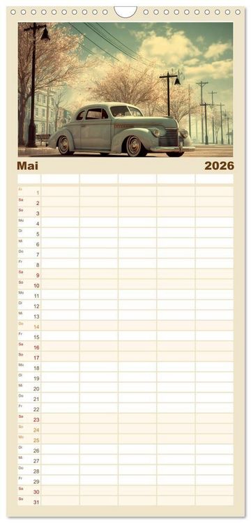 Produktbild: Familienplaner 2026 - Amerikas rollende Legenden &ndash; Retro-Design trifft Nostalgie mit 5 Spalten (Wandkalender, 21 x 45 cm) CALVENDO
