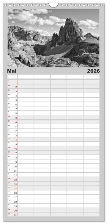Produktbild: Familienplaner 2026 - Bergsucht 2026 mit 5 Spalten (Wandkalender, 21 x 45 cm) CALVENDO