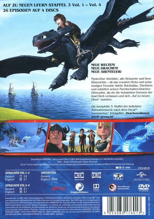Produktbild: Dragons - Auf zu neuen Ufern - Staffel 3 [4 DVDs]