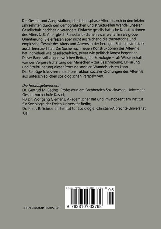 Produktbild: Zur Konstruktion sozialer Ordnungen des Alter(n)s