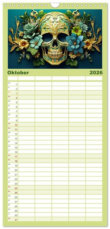 Produktbild: Familienplaner 2026 - Skull Flower - Totenkopf ART mit 5 Spalten (Wandkalender, 21 x 45 cm) CALVENDO