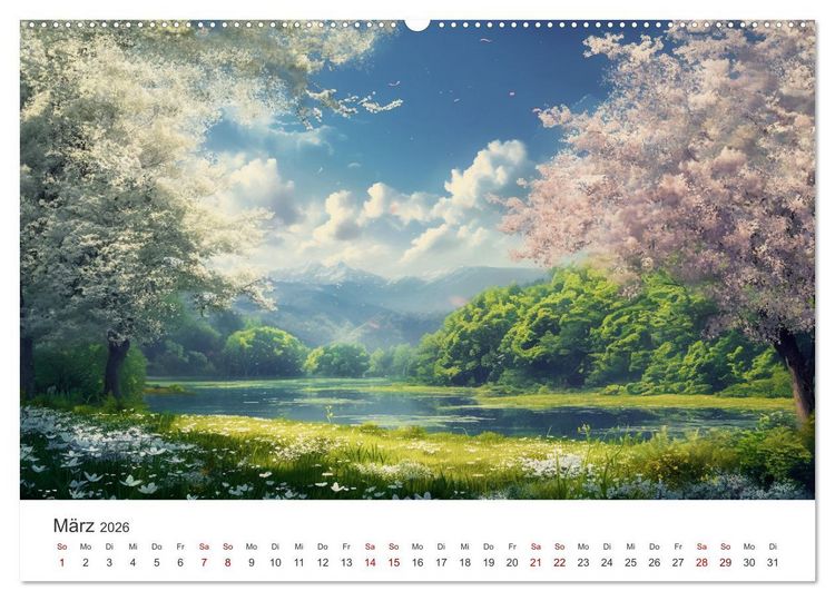 Produktbild: Anime - Welten: Eine Reise durch vertr&auml;umte Welten (Wandkalender 2026 DIN A2 quer), CALVENDO Monatskalender