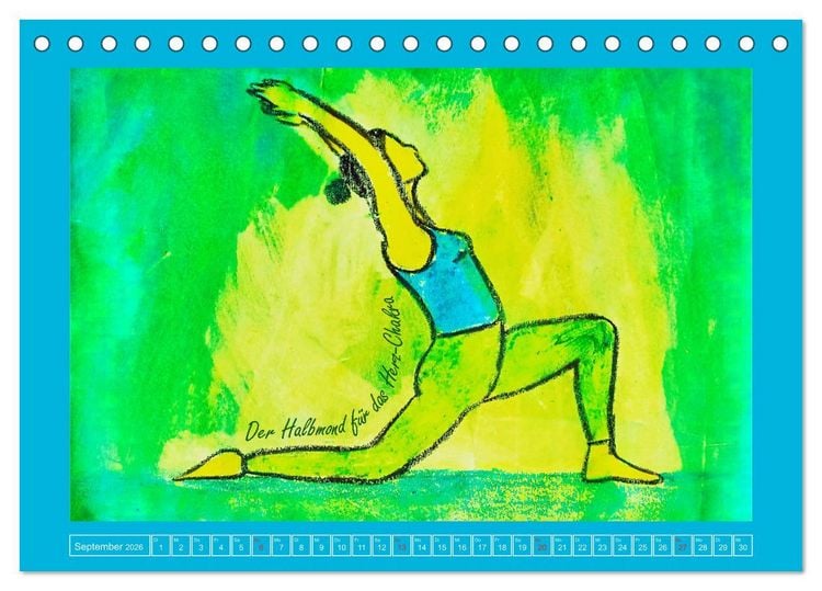 Produktbild: Farbige Yoga Kraftwelt - Yoga Asanas f&uuml;r die Chakren (Tischkalender 2026 DIN A5 quer), CALVENDO Monatskalender