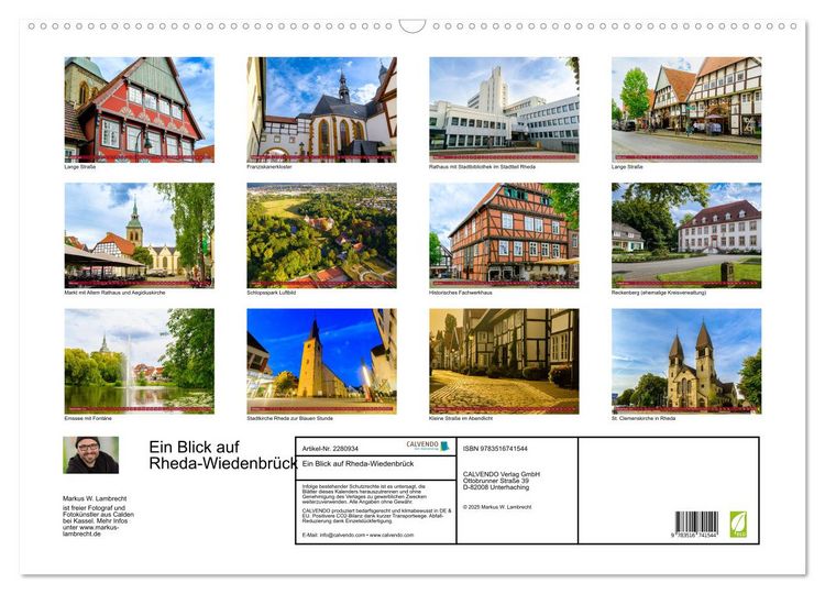 Produktbild: Ein Blick auf Rheda-Wiedenbr&uuml;ck (Wandkalender 2026 DIN A2 quer), CALVENDO Monatskalender