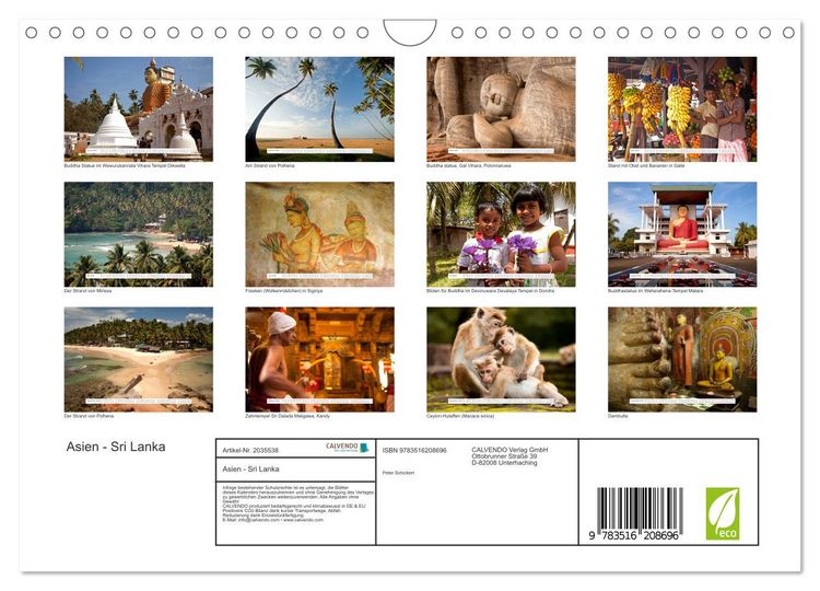 Produktbild: Asien - Sri Lanka (Wandkalender 2026 DIN A4 quer), CALVENDO Monatskalender