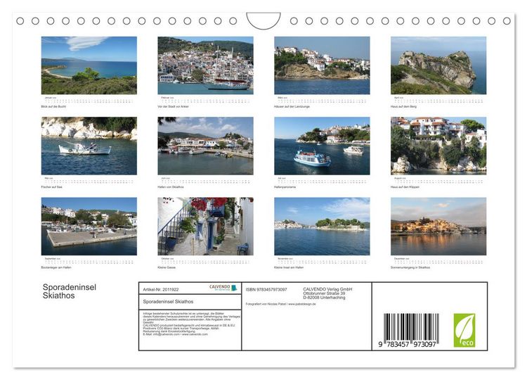 Produktbild: Sporadeninsel Skiathos (Wandkalender 2026 DIN A4 quer), CALVENDO Monatskalender
