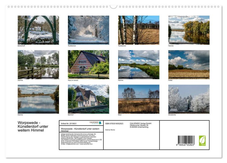 Produktbild: Worpswede - K&uuml;nstlerdorf unter weitem Himmel (hochwertiger Premium Wandkalender 2026 DIN A2 quer), Kunstdruck in Hochglanz