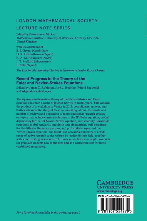 Produktbild: Recent Progress in the Theory of the Euler and Navier-Stokes Equations