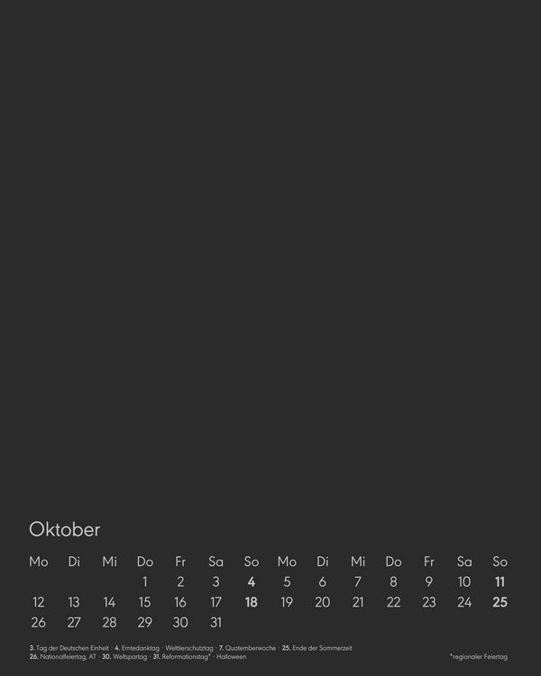 Produktbild: Kreativ-Kalender Tischaufsteller hoch schwarz 2026 - 16 x 20 - Foto, Malen, Basteln A4 - datiert - Kreativkalender - Foto-Kalender - Alpha Edition