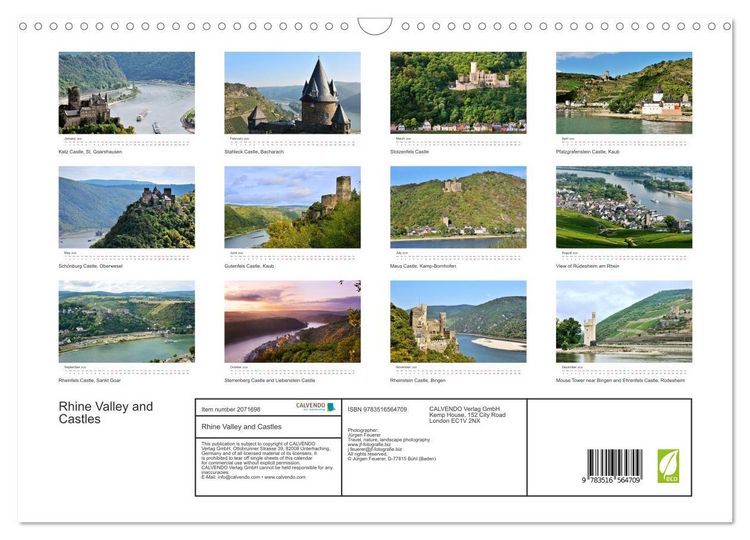 Produktbild: Rhine Valley and Castles (Wall Calendar 2026 DIN A3 landscape), CALVENDO 12 Month Wall Calendar
