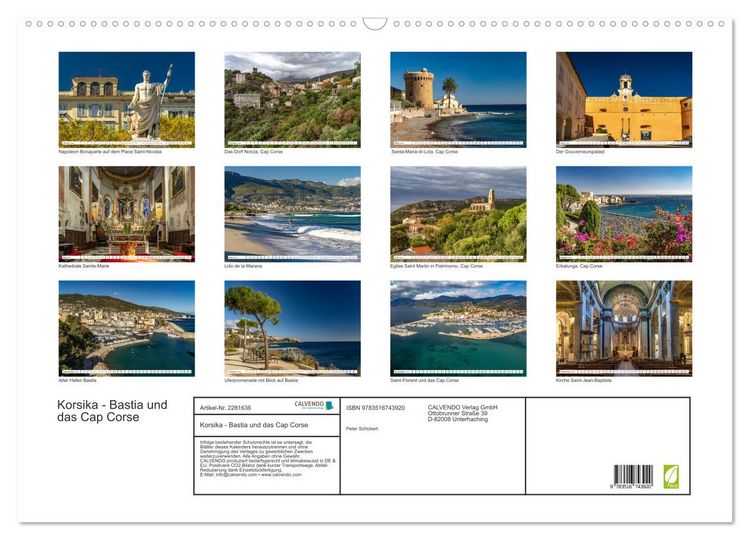 Produktbild: Korsika - Bastia und das Cap Corse (Wandkalender 2026 DIN A2 quer), CALVENDO Monatskalender