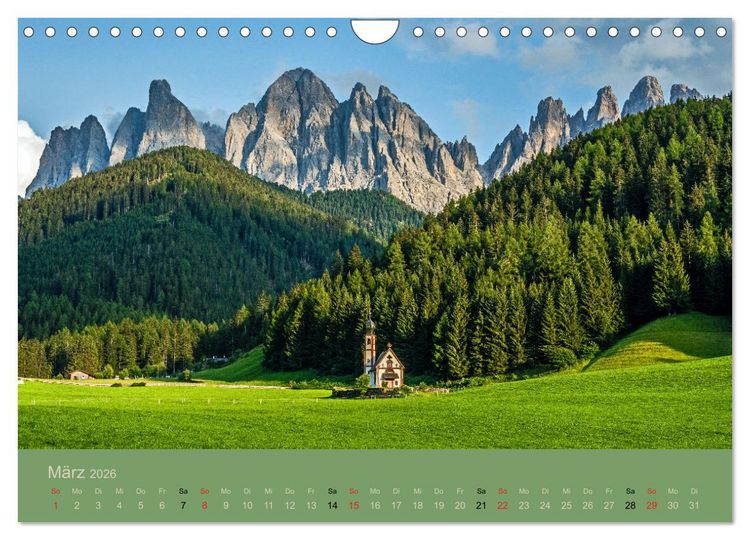 Produktbild: Dolomiten - Bezaubernde Giganten (Wandkalender 2026 DIN A4 quer), CALVENDO Monatskalender