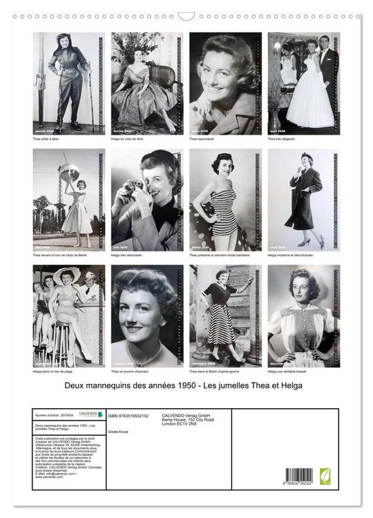 Produktbild: Deux mannequins des ann&eacute;es 1950 - Les jumelles Thea et Helga (Calendrier mural 2026 DIN A2 horizontal), CALVENDO calendrier mensuel