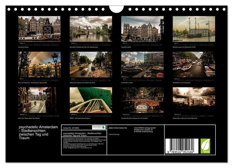 Produktbild: psychadelic Amsterdam - Stadtansichten zwischen Tag und Traum (Wandkalender 2026 DIN A4 quer), CALVENDO Monatskalender