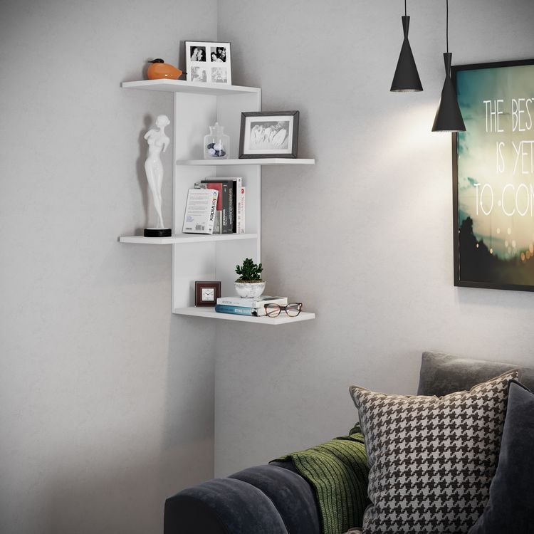 Produktbild: Holz Wandregal H&auml;ngeregal Eckregal Regal Balos